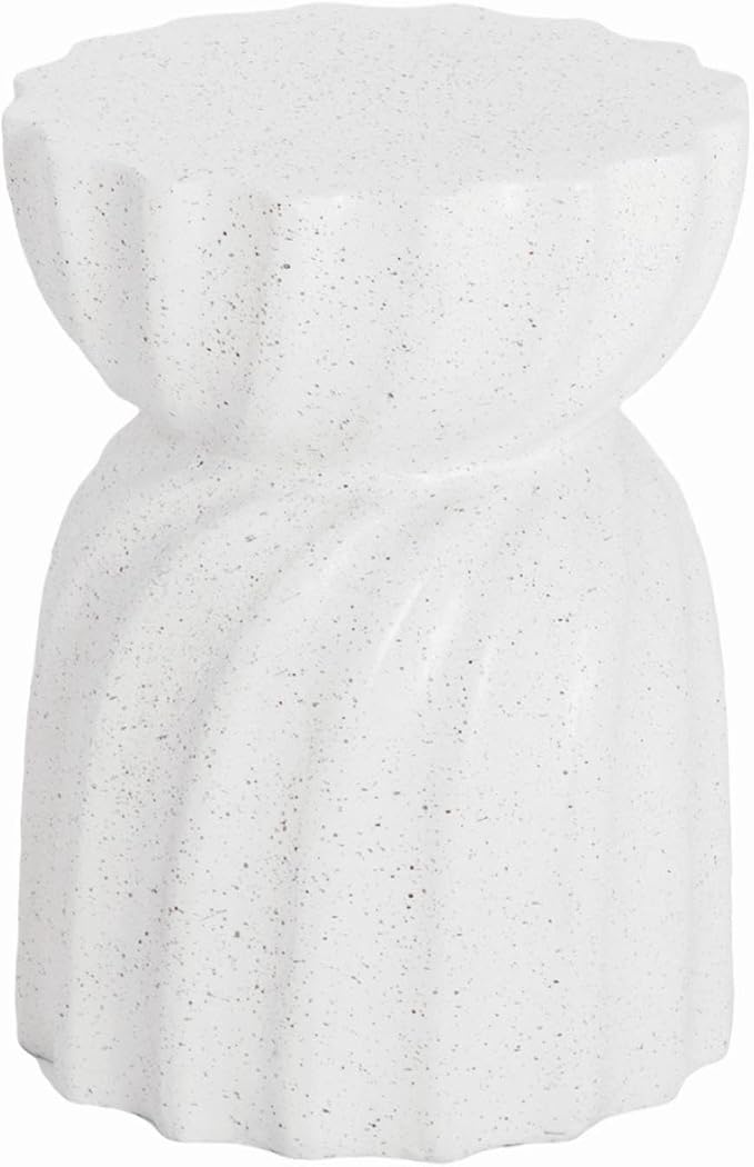 HOMPUS Unique Outdoor Concrete Side Table,Round Patio MgO End Table, Lightweight Small Accent Garden Stool for Indoor Use, Patio, Garden, Backyard, Terrazzo Colorful