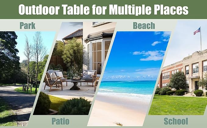 8 Person Metal Picnic Table for Outdoors, 46Inch Heavy Duty Sturdy Round Picnic Tables W/ 4 Benches & Umbrella Hole, Weatherproof Commercial Picnic Table for Garden, BBQ, Coffee Store, Patio, Porch
