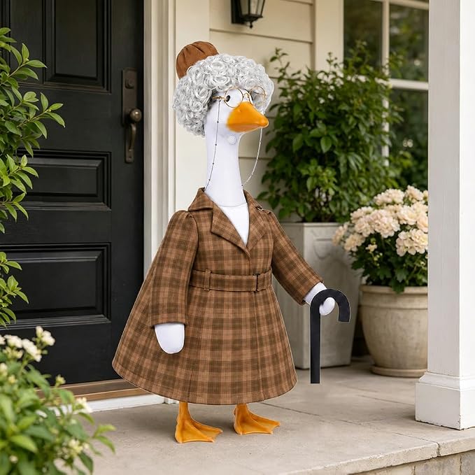 Old Lady Porch Goose Outfits Spring Summer Grandma Goose Clothes for 23" Porch Goose 100 Days of School Outdoor Garden Patio Yard Lawn Art Decoration