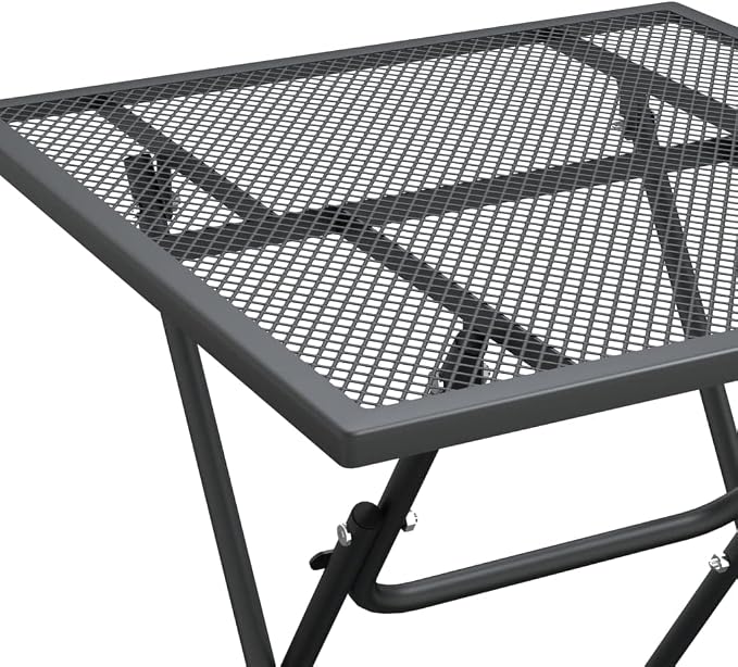 Square Garden Table 23.6-Inch Metal Mesh Side Table for Patio Balcony Backyard Anthracite Outdoor Dining Table