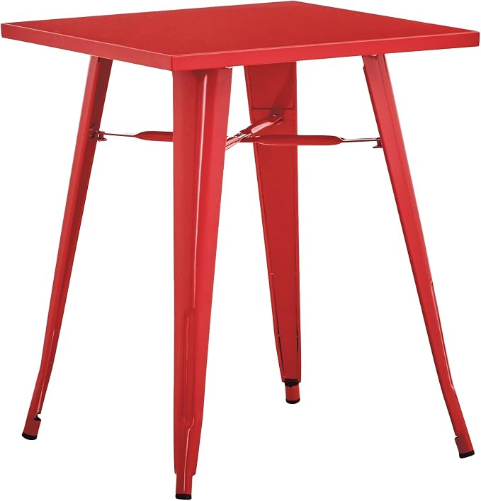 CenPro Commercial Steel 24" x 24" Red Standard Height Outdoor Table | Restaurants, Bars, Wineries, Patios, Residential | (#32Q-137)