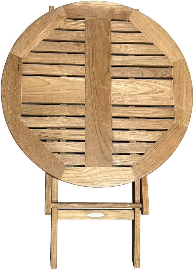 Cafe Teak Folding Round Table, Natural