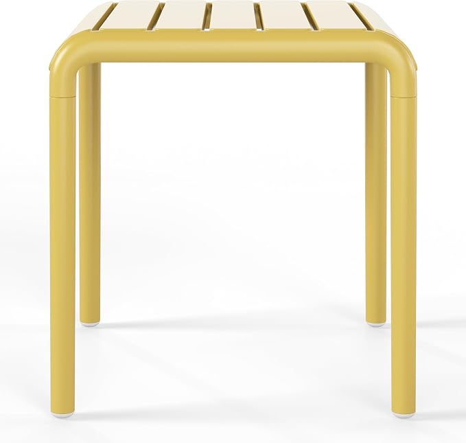 WestinTrends Playa Plastic Modern Outdoor Patio Accent Side Tables (Set of 2), Yellow