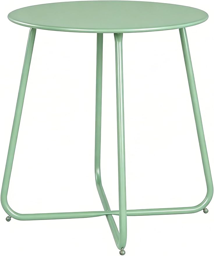 LAUSAINT HOME 18" Outdoor Side Table, 1 Pack Small Round Patio Table with Adjustable Footpads, Powder Coated Steel Coffee Table for Patio, Balcony, Porch and Garden