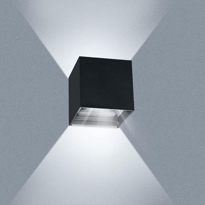 Juyace 2 Pack 20W 6000K LED Outdoor Sconce Wall Up and Down Exterior Light | 2000lm,hardwire,No photocell Light Fixture, up down Angle-Adjustable,Square 4.7",IP65 Waterproof for Porch Patio,White