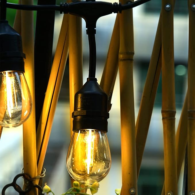 Outdoor String Lights Waterproof 150FT Patio Lighting for Porch Backyard | Connectable Heavy Duty Outside Lights Weatherproof IP65, 46+4 Dimmable Plastic Edison Bulb For Bistro Garden Balcony Gazebo