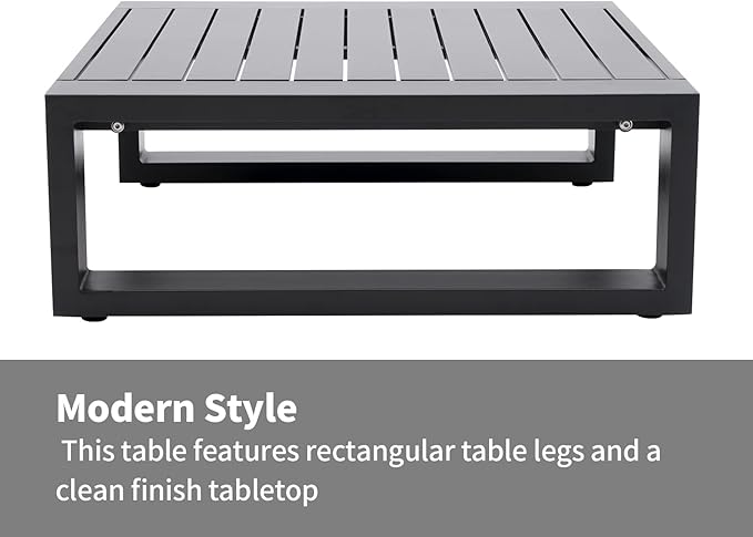 Outdoor Side Table Patio Aluminum Square End Table for Bistro Cafe Patio Small Coffee Table with Slat Top,Grey Frame