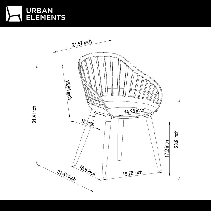 Urban Elements Nature 5-Piece Wood Patio Furniture Set | Teak Finish 100% FSC Eucalyptus | Backyard Furniture, Outside Table and Chairs, Round Outdoor Dining Set for 4, Patio Dining Set for 4 (Black)