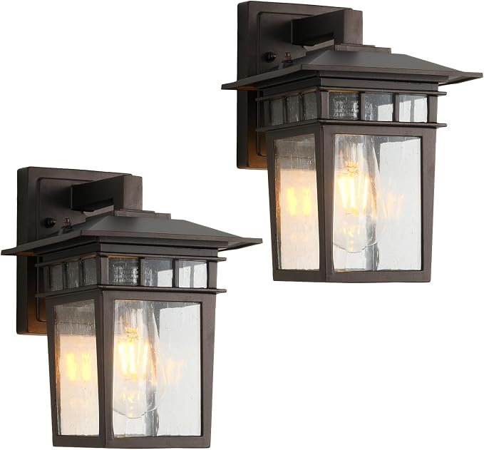 Outdoor Light Wall Mount Exterior Wall Sconces Set of Two Brown