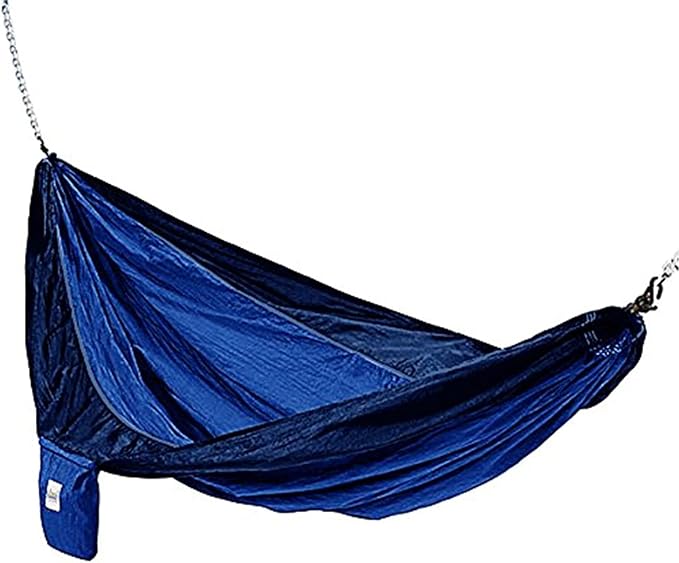 10200-KP P Parachute Silk Lightweight Portable Double Hammock, Light Blue/Dark Blue