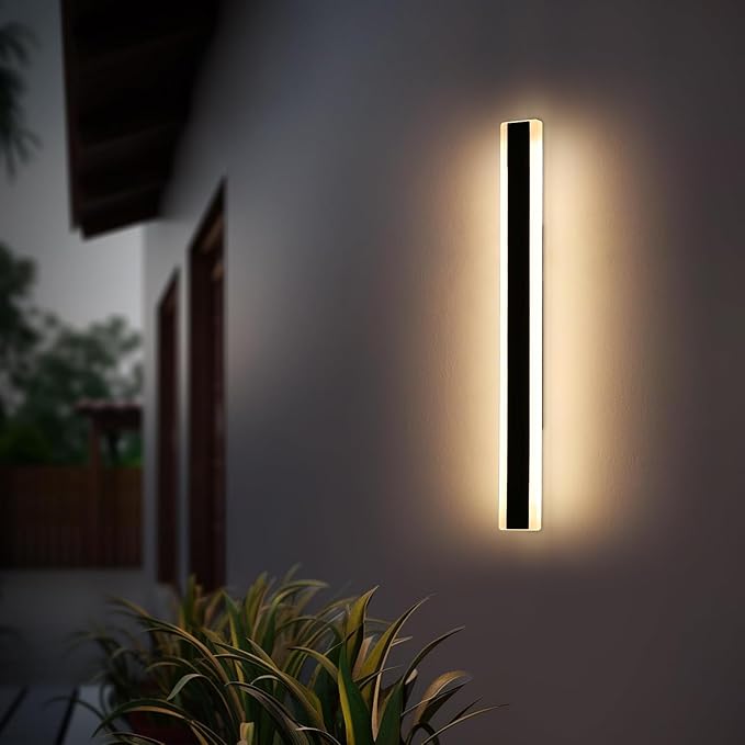 39inch Outdoor Wall Lights, Modern Outdoor Lights for House, 3000K Warm White, IP65 Waterproof, Black Linear Wall Lights Fixture, Porch Light Wall Mounted Led Lighting for Patio, Shop, Garage
