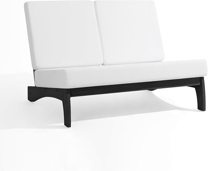 Pia Ricoo 4 Piece Patio Furniture Sets, Outdoor Loveseat Sofa Set with 2 Chairs & Coffee Table, Patio Conversation Set for Backyard, Deck, Lawn, Beige, Dark Wood