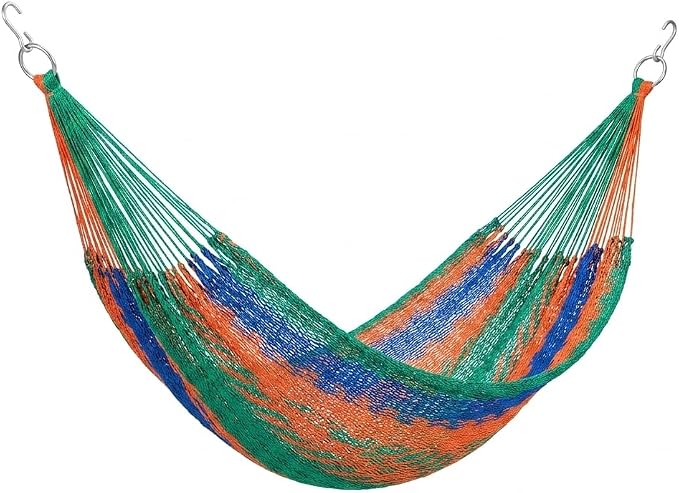 ArteSal Handmade Nylon Hammock, Extra Large Double, Multicolor, 600 LB Capacity, Outdoor Patio Beach Backyard