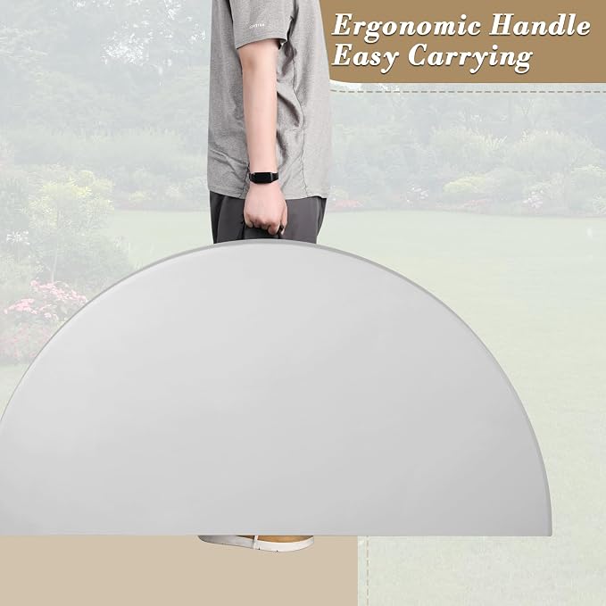 Athena Collection 5.5ft Folding Table, Portable Plastic Round Table Foldable Card Desk, Indoor Outdoor Collapsible Craft Desk Dining with Lock & Handle for Commercial Party Camping, Grey