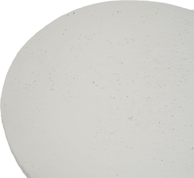 Outdoor Side Table, Modern Organic MGO Accent End Table for Patio, Living Room, White Textured Stone-Look