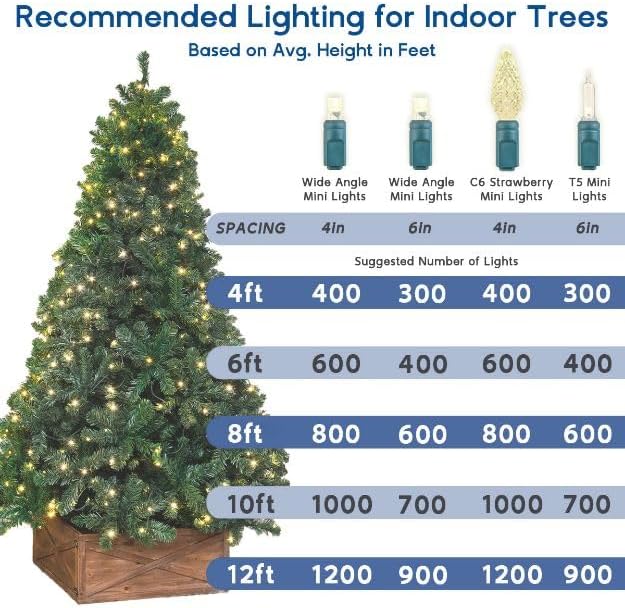 Novelty Lights 50ft 100 LED Sun Warm White Christmas Lights Outdoor/Indoor, 6" Spacing, Green Wire String Lights for Festive Xmas Lighting, IP55, UL Listed, Dimmable, Connectable