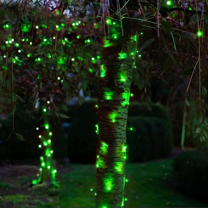 KAQ 2pack 500LED Solar String Lights Outdoor Waterproof Green | Total 180FT Flexible Wire With Bright LEDs, 8 Twinkle Modes with Memory, Auto On/Off Easily Decorates Trees, Fences, Garden