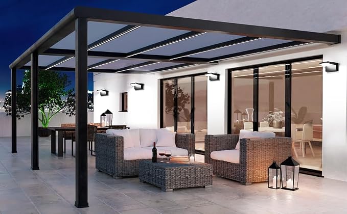 Outdoor Wall Sconces 350 ° Adjustable Black Wall Lights 6000K Modern Security Commercial Exterior Wall Mount Fixture Waterproof 3 Pack