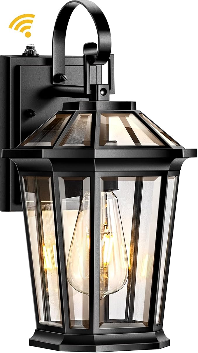 VIANIS Dusk to Dawn Porch Lights Outdoor, Black Outdoor Wall Lantern for House, 100% Anti-Rust Aluminum Outside House Light, Farmhouse Coach Lights for Garage, Front Door, Carriage Lights Exterior