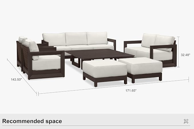 PURPLE LEAF Patio Furniture Set Enclosed Outdoor Couch with 9.6" Thick Cushion and Soft Pillows 11 Piece Outdoor Sectional Sofas with Table Modern Patio Conversation Sets for Yard Porch Deck, Bronze