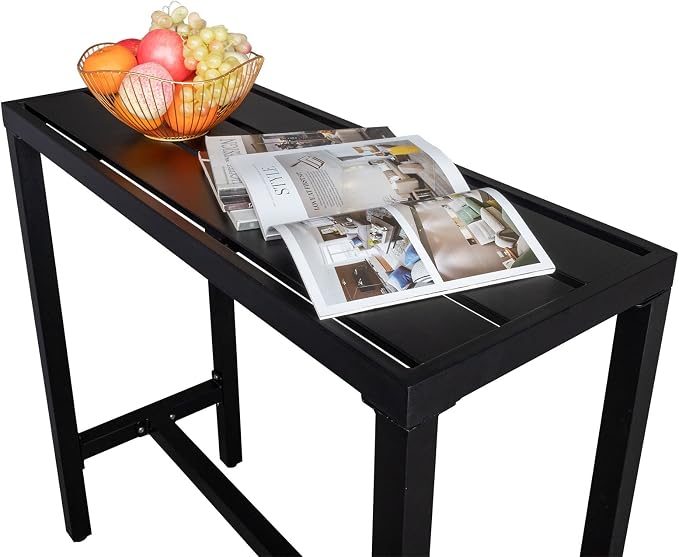 JHshop Black Outdoor Bar Table Patio High Pub Table 40”L Counter Height Table with Adjustment Knob Console Table for Poolside/Garden/Balcony/Hallway/Bistro 100 x 40 x 95cm