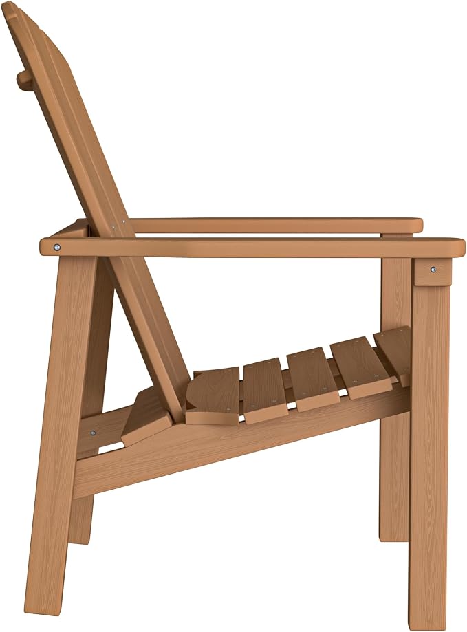 nevilywood Compact Stackable Adirondack Chairs Set of 4,HDPE,380lbs,Teak | 26.3" Wide HDPE.All-Weather Outdoor.Maintenance-Free.Stackable for Storage.25°Curved Straight Backrest.Quick Assembly
