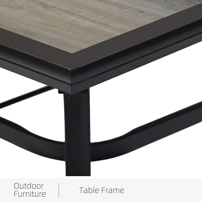 37" Outdoor Patio Table,Square Patio Dining Table with Laminated Top & 1.6" Umbrella Hole,Black Frame