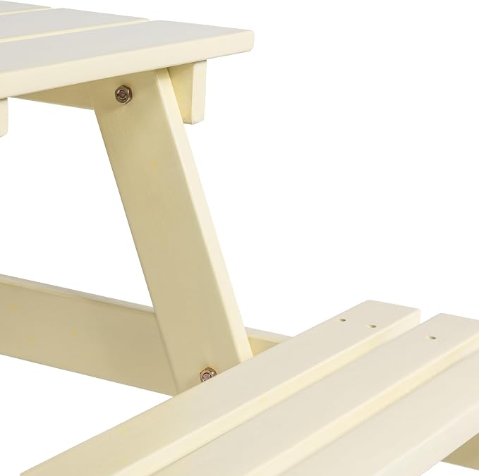 JONATHAN Y Shoreham 59" Eucalyptus Wood Outdoor Picnic Table with Benches for Patio, Rectangular Dining Set with 2" Umbrella Hole, Heavy Duty 700 lbs Capacity, Almond BNH200C