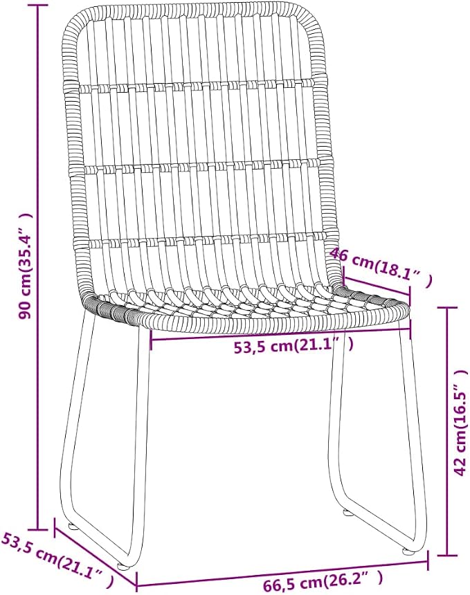 Modern 3-Piece Black Dining Set with Powder-Coated Steel Frame and Glass Table, PE Rattan Chairs for Outdoor Patio