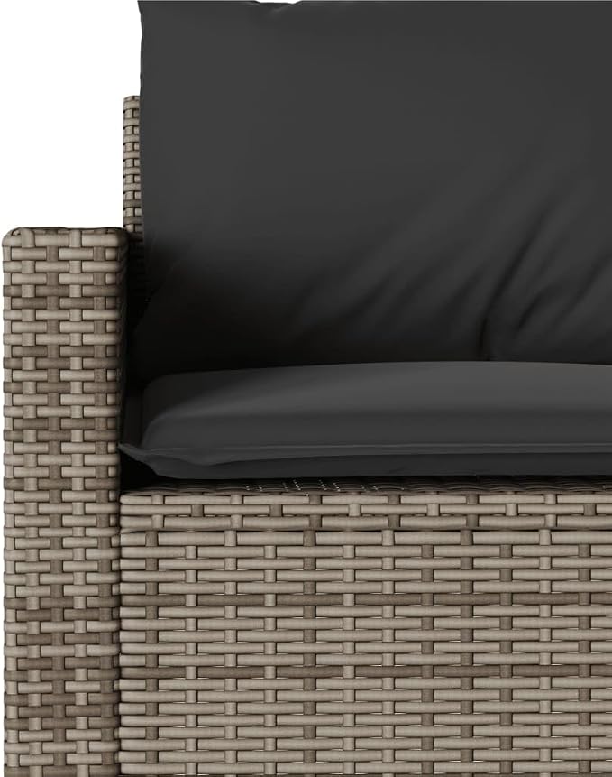 2 Piece Patio Dining Set with Cushions Gray Poly Rattan Outdoor Bistro Table and Chairs for Garden Backyard Deck
