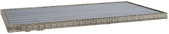 Benjara Foca 63 Inch Outdoor Rectangular Dining Table, Adjustable Height, Wicker