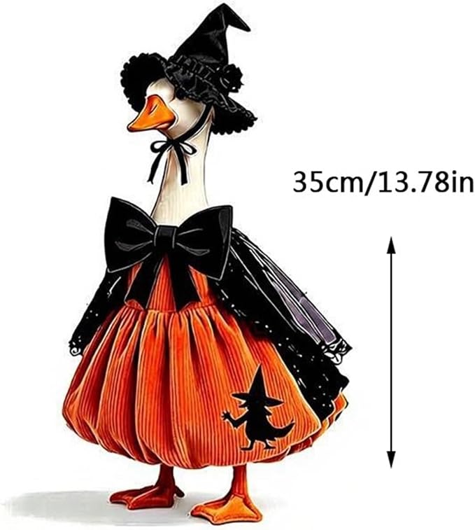 Mtsebmves Pumpkin Wizard Porch Goose Outfit Witch Geese Costume 23-Inch Porch Goose Dress for Yard Lawn Outdoor Garden Patio