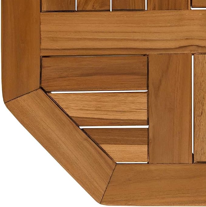 Octagonal Solid Teak Wood Table Top 15.7 x 15.7 Inch, Weather-Resistant Replacement Tabletop for Outdoor Garden Dining and Indoor Kitchen Furniture