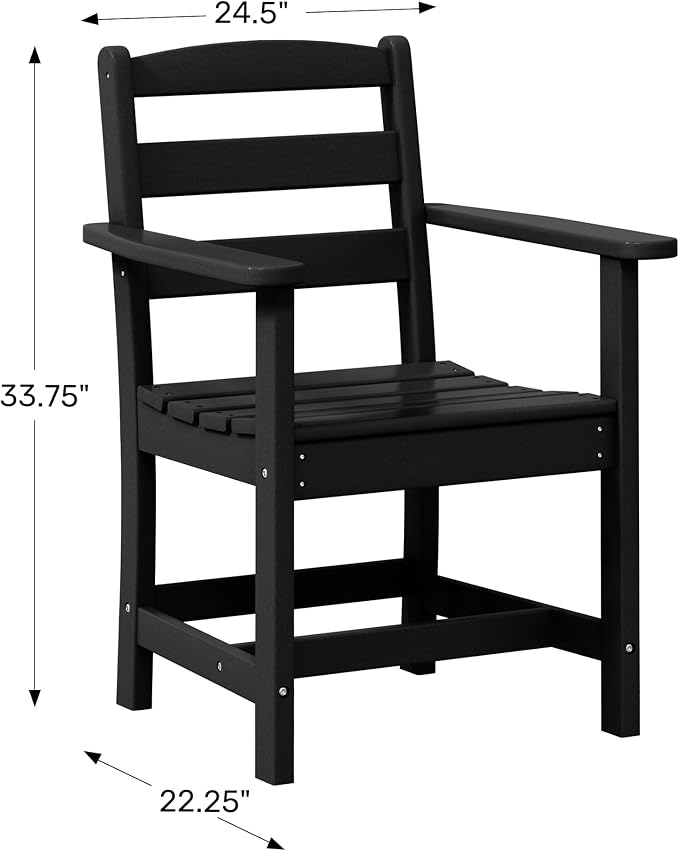 WestinTrends Ashore Outdoor HDPE Patio Classic Dining Arm Chair, Weathered Wood
