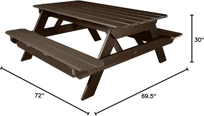 Highwood Professional Commercial Grade National Picnic Table, Weathered Acorn