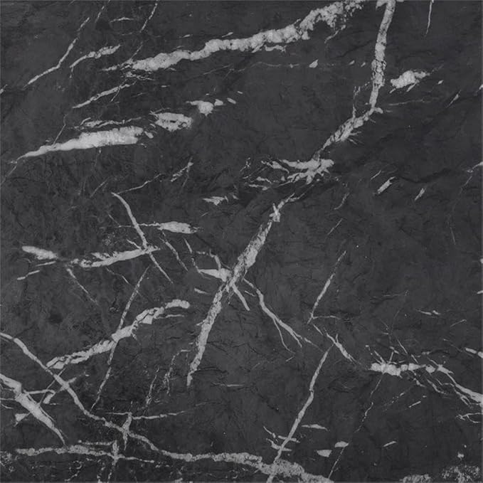 Pemberly Row Slab Black Marble Concrete Side Table, 20.7" W x 18.5" D x 22" H, Outdoor Safe, Modern Design Indoor/Outdoor Table for Patio or Living Room Decor