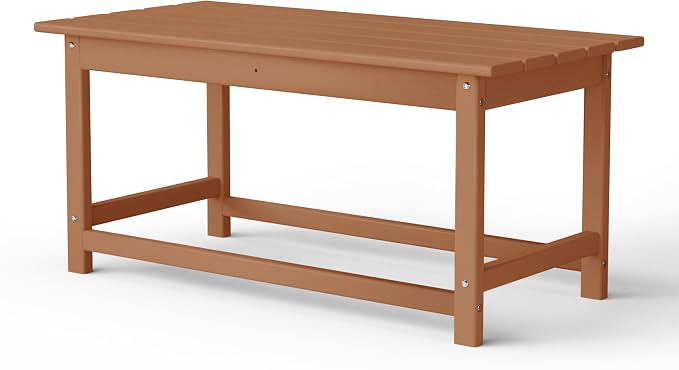 WestinTrends Malibu Outdoor Coffee Table, 35" x 17.5" All Weather Poly Lumber Patio Adirondack Coffee Table for Garden Lawn Porch Balcony, Teak
