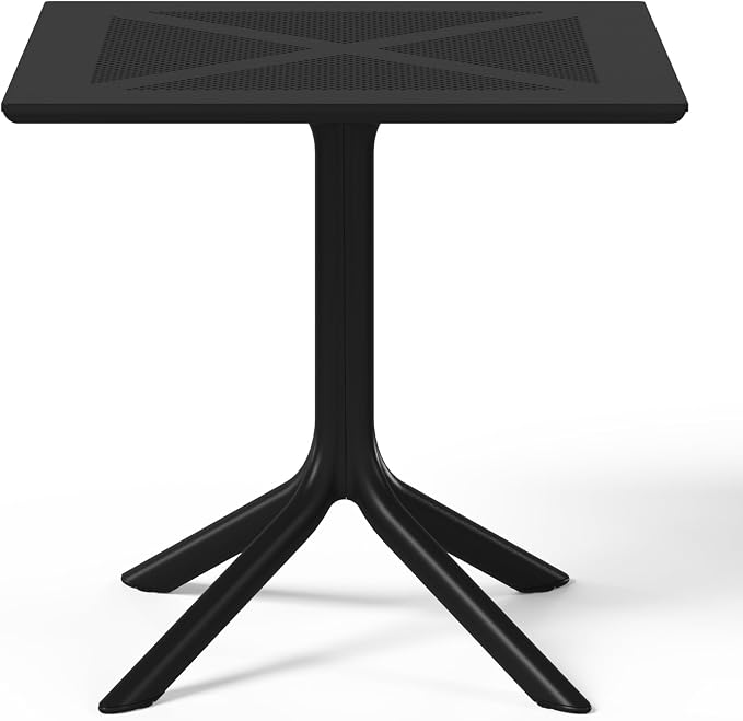 Costaelm Patio Dining Table for 4, Square PP Patio Table, 4-Person Weather Resistant Porch Tables for Outside Poolside Deck Lawn Garden Backyard, Black