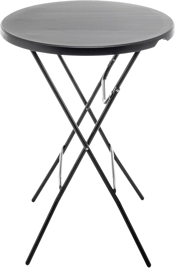 BTEXPERT Black 2.63 Foot Round Plastic Bar Height Folding Table Commercial Portable Indoor Outdoor Accessory for Patio Backyard Dining Wedding Party Events Home Kitchen