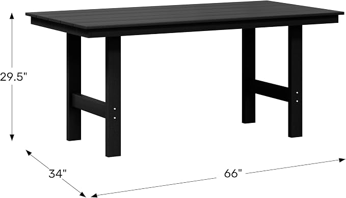 WestinTrends Ashore Outdoor Modern HDPE 66" Wide Rectangle Patio Dining Table for 6, Sand