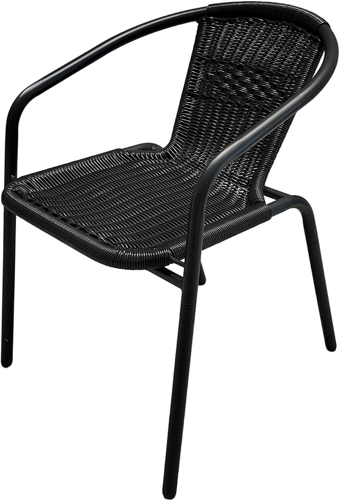 8 Piece Patio Chairs Set, Stackable Outdoor Rattan Chairs, Weatherproof Wicker Patio Seating for Balcony, Porch, Lawn, Small Patio Furniture Set for Backyard, Garden, Poolside, Black