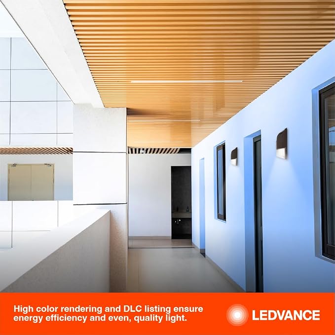 LEDVANCE 15W Emergency Mini Wall Pack LED Luminaire, 3 CCT Select 3000/4000/5000K, Dimmable, 80 CRI, Battery Back Up - 1 Pack (61369)