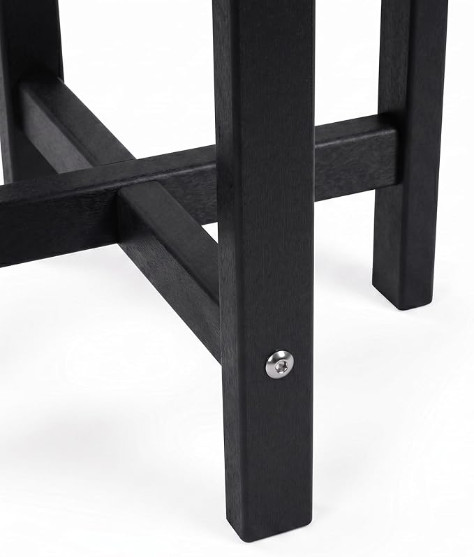 Outdoor Side Table for Patio Round HDPE Outdoor End Table with Storage Shelf,Plant Stand Tables for Patio Porch Balcony Garden,Weatherproof,Black