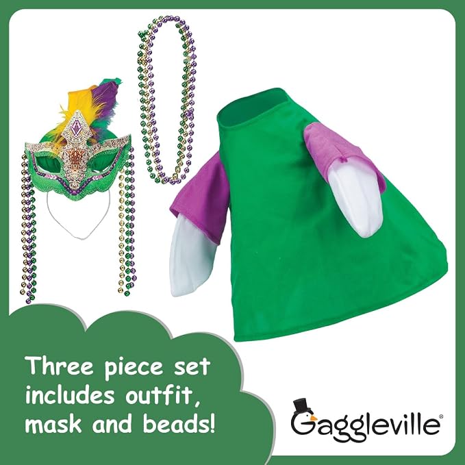 Gaggleville Mardi Gras Goose Outfit, Fits Large 23" H Statue, by Fox | Valley Traders