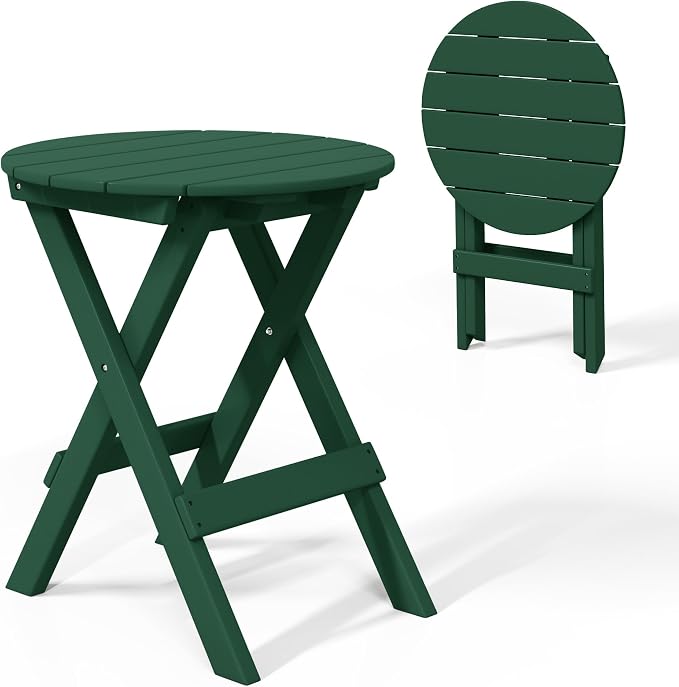 Costaelm Outdoor Bistro Table, Patio Round Portable Folding Bar Height Table Tall Balcony Pub Small High Top for Front Porch Deck, Backyard, Garden, Dark Green