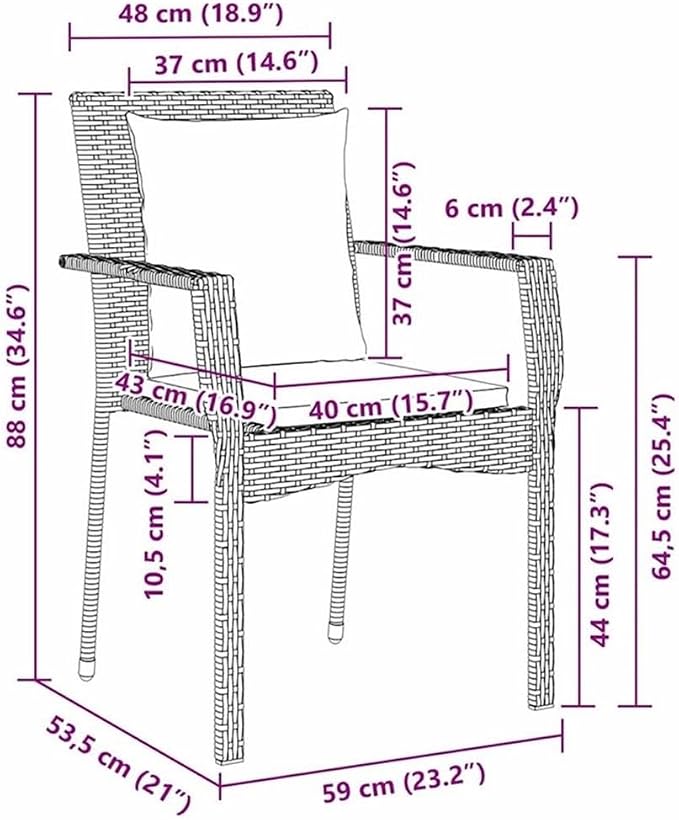 Afuera Living 7 Piece Poly Rattan Patio Dining Set, Gray Finish, Includes Cushions, Tempered Glass Tabletop, Seating for 6, Durable Lightweight Design, Modern Style Outdoor Garden or Patio Furniture