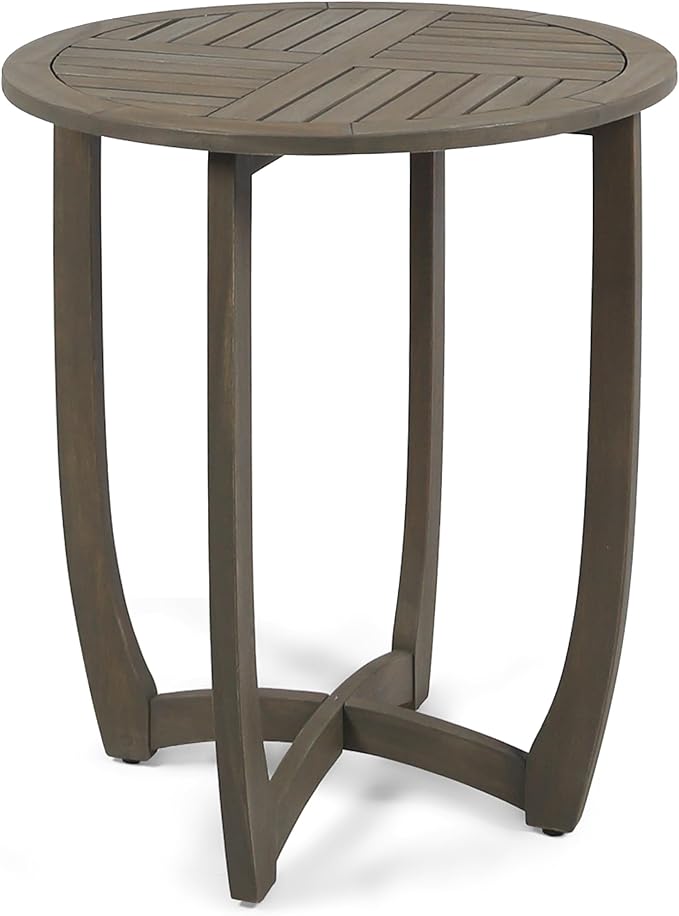 Patio Dining Table, Round Acacia Wood, Grey