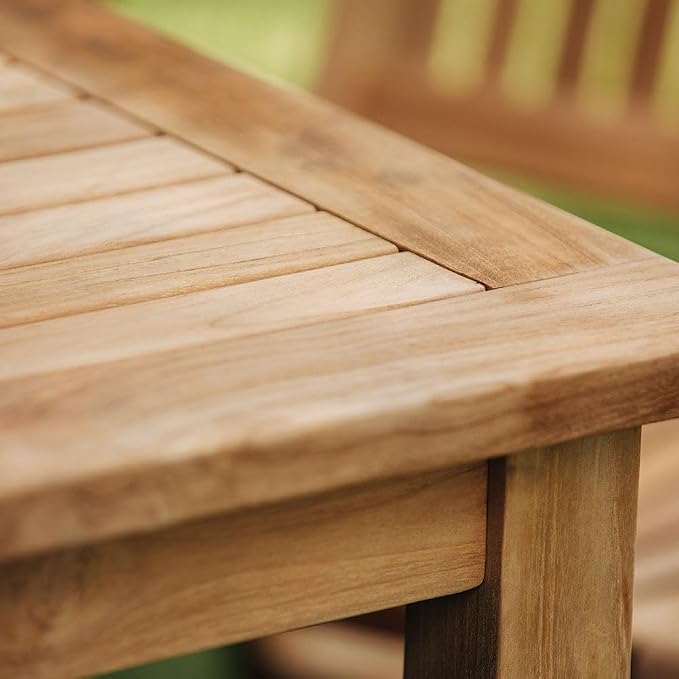 TITAN GREAT OUTDOORS Ash & Ember Sandhill Square 47" Outdoor Table, All-Weather Solid Wood Patio Furniture Made with Premium Grade A Teak Wood, Umbrella Hole Included