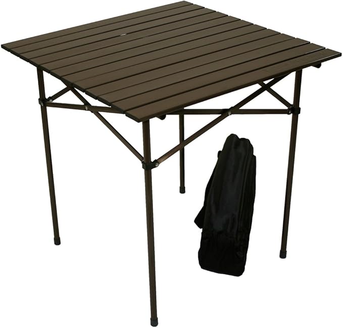TA2727 Tall Aluminum Portable Table with Carrying Bag, Brown