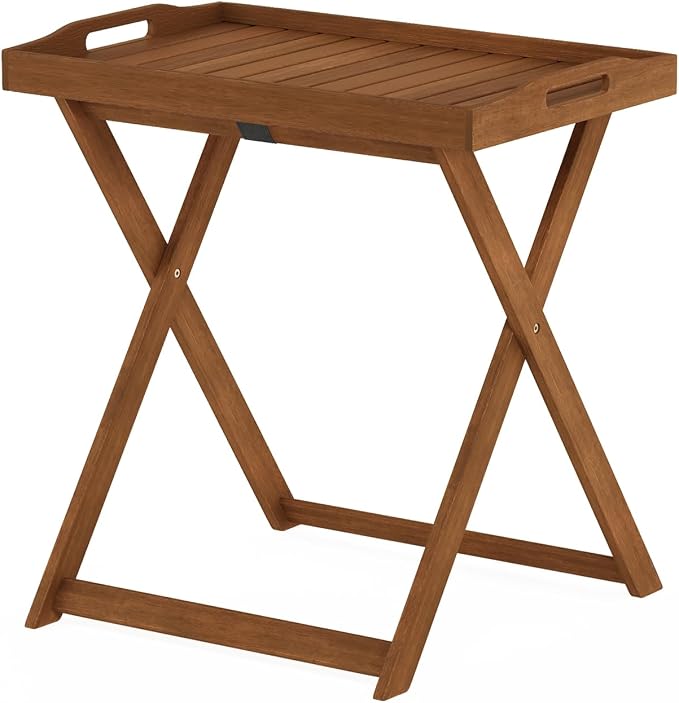 Furinno TIOMAN Patio Table, Outdoor Side Table, Tray Table, Coffee Table, for Patio, Garden, Porch, Light Wood